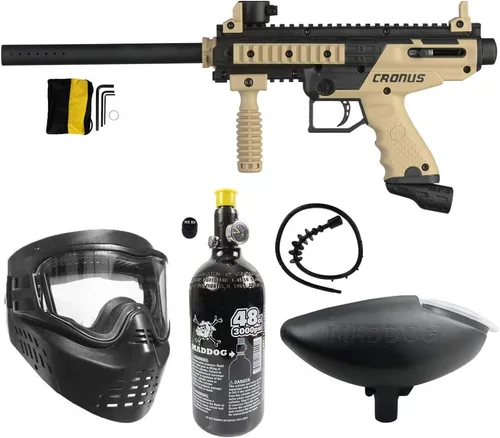 Miniatura 10 de Maddog Tippmann Cronus Basic Paintball Gun Marker and Accessory Starter Packages [HPA] Marker, 48ci/3000psi Compressed Air Tank, Mask, Hopper