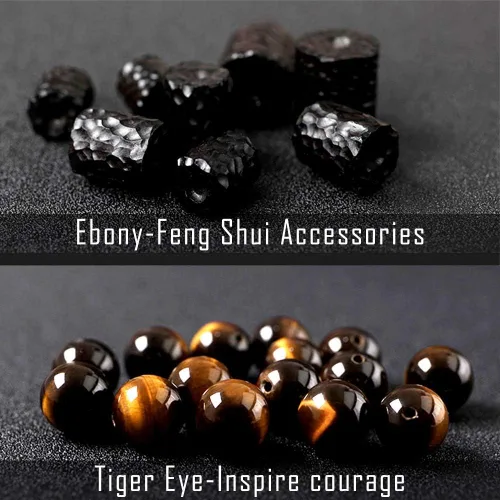 Miniatura 2 de L&C Feng Shui - Pulsera de riqueza de obsidiana negra Pulseras de cristal de obsidiana para mujeres y hombres, 0.315in, 0.394in, alivio natural