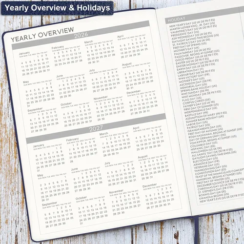 Miniatura 5 de Planificador 2026 – Planificador semanal y mensual 2026, enero 2026 – diciembre 2026, 8.5" x 11", soporte para bolígrafo, calcomanías de calendario