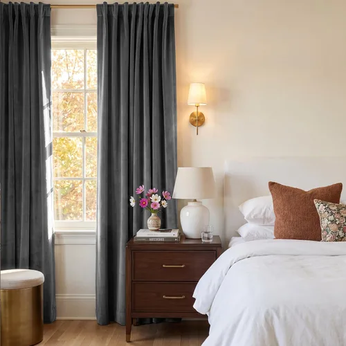 Miniatura 8 de StangH Cortinas de Terciopelo Grueso Sólido - Juego de Tratamiento de Ventanas con Oscurecimiento Moderado para Dormitorio, Cortinas/Cortinajes