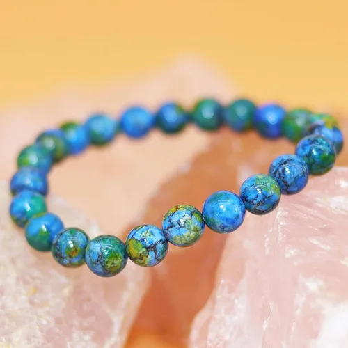 Miniatura 4 de DAZCOLO - Pulsera de gemas hecha a mano de 7,5 pulgadas, piedras preciosas elásticas de 8 mm, cuentas redondas, cristales de cuarzo, unisex