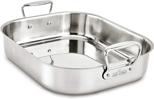 Miniatura 2 de All-Clad E752S264 Asador pequeño de acero inoxidable apto para lavavajillas con estante de utensilios de cocina, color plateado, L, Acero inoxidable