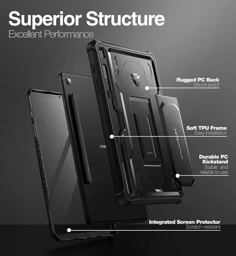Miniatura 4 de Dexnor Funda para Samsung Galaxy Tab S6 Lite de 10.4 pulgadas 2024/2022/2020, [Protector de pantalla integrado y soporte] con portabolígrafos