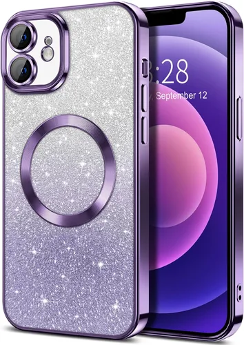Miniatura 59 de Hython Funda para iPhone 13 Pro transparente con purpurina magnética [compatible con MagSafe] Protector completo de lente de cámara delgado