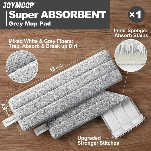 Miniatura 8 de JOYMOOP Sistema de trapeador plano y cubo de microfibra, trapeadores para limpieza de suelos y limpiador de paredes, madera dura, azulejos, Blanco