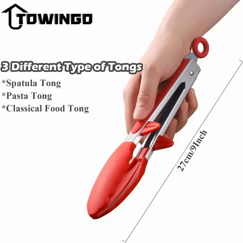 Miniatura 22 de Pinzas de cocina, pinzas de 9 pulgadas para cocinar con puntas de silicona, pinzas de silicona pequeñas de grado alimenticio, mini pinzas