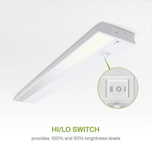 Miniatura 4 de ASD Iluminación LED de 45 cm para debajo del gabinete enchufable o cableada, interruptor alto/bajo/apagado, 8W 120V 3 CCT 2700K/3000K/4000K CRI90+