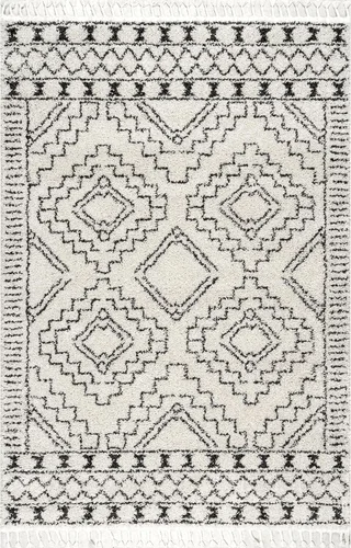 Miniatura 8 de Nuloom Vasiliki - Alfombra cuadrada de 6 pies, diseño de borla, suave y afelpada, resistente a las manchas, fácil de limpiar, duradera