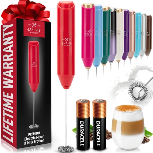 Miniatura 62 de Zulay Kitchen Espumador de leche de mano a pilas - Mezclador eléctrico de bebidas para café, lattes, capuchinos, matcha y chocolate caliente