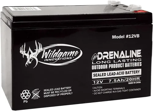 Wildgame Innovations - Batería recargable de 12V eDRENALINE para alimentadores de animales silvestres al aire libre, estilo pestaña sellada de