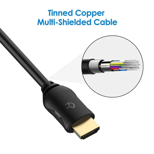 Miniatura 2 de Rankie Cable HDMI, cable HDTV de alta velocidad, compatible con Ethernet, 3D, 4K y retorno de audio, paquete de 2, 6 pies