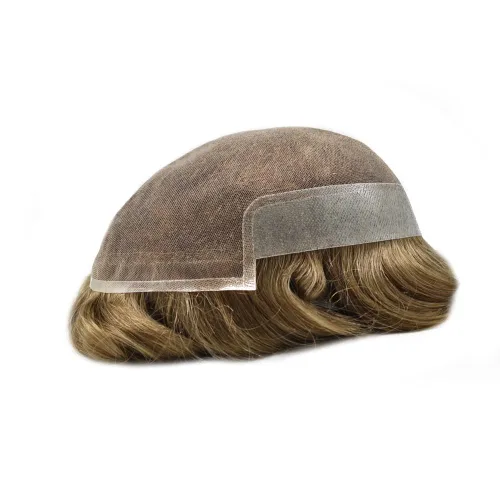 Miniatura 5 de Sistema de repuesto de cabello humano europeo con encaje frontal suizo para hombre, tupé para hombre, pieza de cabello, nudo blanqueado, línea #17