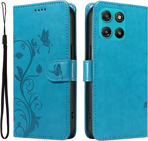 Miniatura 116 de Funda para Motorola Moto E22/E22i, piel sintética, con tarjetero y correa para la muñeca, a prueba de golpes, funda magnética para Motorola Moto Rojo