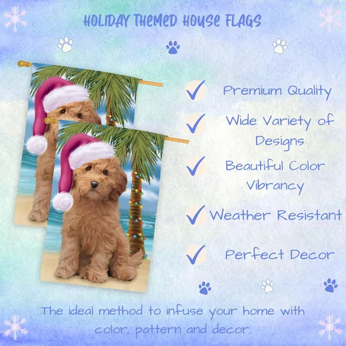 Miniatura 3 de Doggie of the Day Goldendoodle HFLG61613 - Bandera de casa de perro – Decoración de jardín para mascotas de doble cara para Navidad, verano, 28