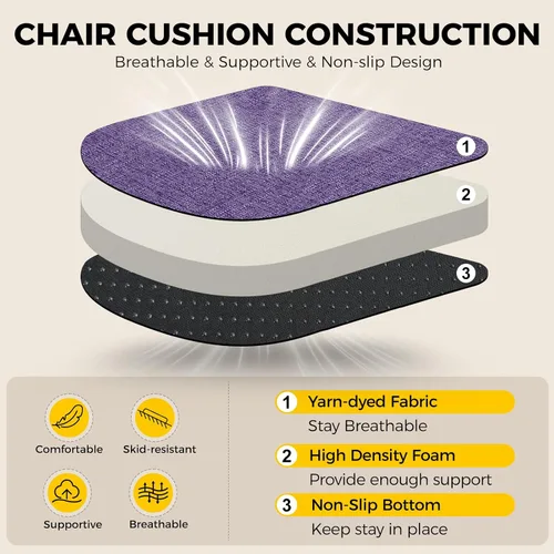 Miniatura 3 de downluxe Cojines para sillas de interior para sillas de comedor, almohadillas de espuma texturizadas suaves y cómodas para sillas de cocina