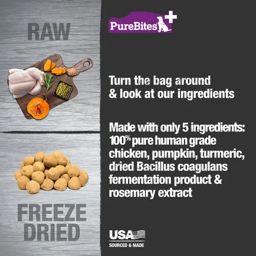 Miniatura 3 de PureBites + Golosinas liofilizadas para perros intestinales y digestiones, 5 ingredientes, fabricadas en EE. UU., 3 oz