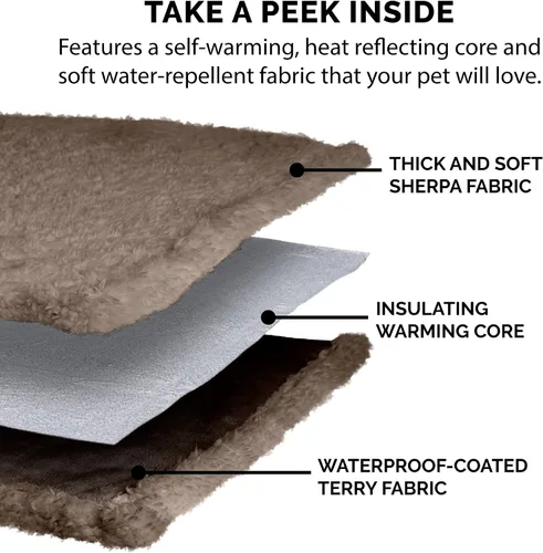 Miniatura 7 de Furhaven Manta impermeable y autocalentable para perros y gatos de interior, lavable y refleja el calor corporal, manta de rizo y sherpa con bordes