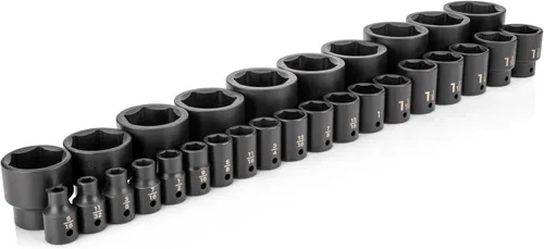 Miniatura 24 de TEKTON Juego de llaves de impacto de 6 puntos poco profundas de 1/2 pulgada con funda, 23 piezas (0.394-1.260 in) SID92322 Sólo herramienta