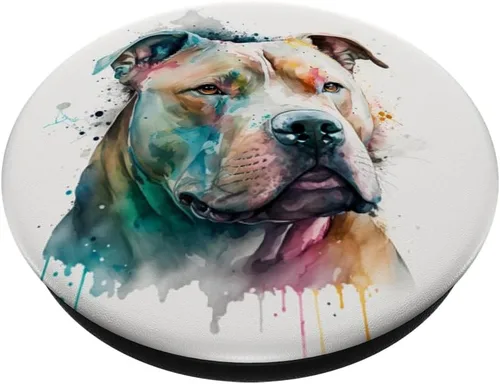 Miniatura 2 de Pitbull - Diseño de acuarela para perros PopSockets intercambiables PopGrip