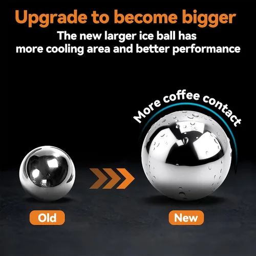 Miniatura 6 de Paquete de 2 bolas de café espresso congelado XL para café expreso, bola de enfriamiento de espresso de acero inoxidable