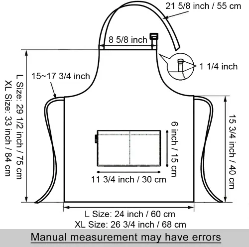 Miniatura 6 de TopTie Delantal con pechera unisex, delantal de cocina ajustable de lona de algodón con bolsillos