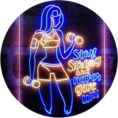 Miniatura 18 de ADVPRO Fitness Club Gym Stay Strong Never Give Up Dual Color LED Neon Sign azul & rojo 8 x 12 pulgadas st6s23-i4043-br