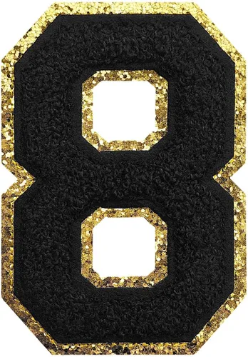 Miniatura 58 de GYGYL - 3 parches de letras deportivas de felpilla con purpurina, parches para planchar de tamaño grande para decoración de disfraces