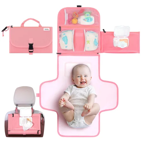 Miniatura 12 de Kopi Baby Cambiador de pañales portátil, bolsa de viaje para cambiador de pañales para bebé con bolsillo para toallitas, cambiador portátil