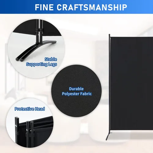 Miniatura 5 de Divisor de habitación portátil de 3 paneles, pantalla de privacidad plegable de 6 pies, separador de habitación independiente para oficina