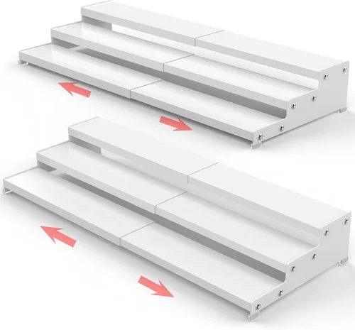 Miniatura 9 de Jojocross Organizador de especias para gabinete, almacenamiento de especias expandible de 3 niveles, ideal para armarios de cocina, armario, Blanco