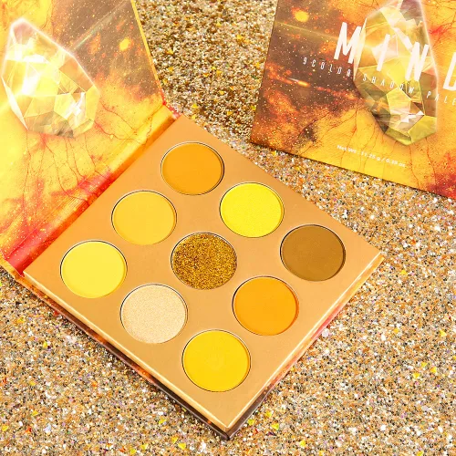 Miniatura 8 de Docolor Paleta de sombras de ojos de 9 colores, sombras de ojos amarillas, paletas de sombras de piedras preciosas, sombras altamente pigmentadas