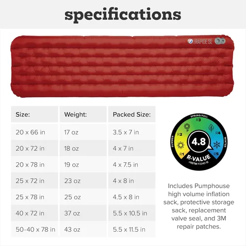Miniatura 7 de Big Agnes Rapide SL - colchón inflable aislante, ultraligero, compacto para todas las estaciones de mochilero y senderismo, bolsa de bombeo