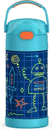 Miniatura 9 de THERMOS FUNTAINER - Botella de acero inoxidable con aislamiento al vacío y sorbete, capacidad de 12 onzas, para niños, azul Azul marino