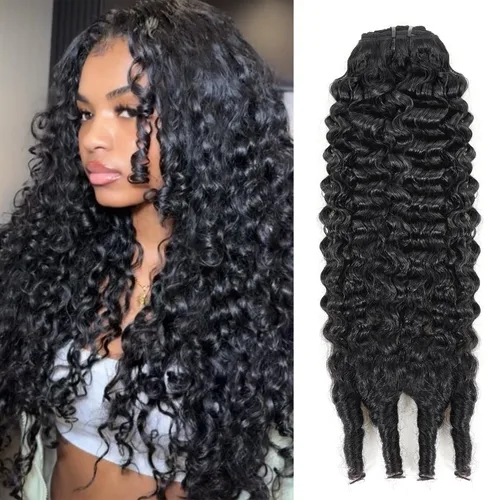 Miniatura 79 de Extensiones de cabello con clip de 12 pulgadas, rizado birmano, negro natural, extensiones de cabello con clip rizado birmano, cabello humano real
