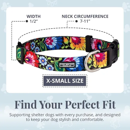 Miniatura 4 de Lucky Love Dog - Collar para perras pequeñas, diseño Blackbird de estampado alegre con flores de primavera y verano, talla XS