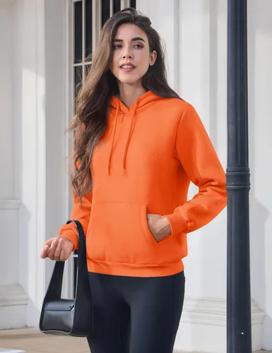 Miniatura 29 de MAGCOMSEN Sudaderas con capucha para mujer, con forro de sherpa, de vellón, para invierno, cálido, pesado, de algodón, con bolsillo