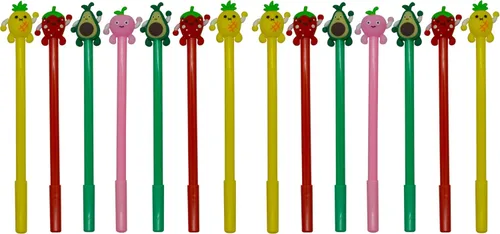 Miniatura 10 de Maydahui 28 bolígrafos con forma de frutas, lindos bolígrafos kawaii, tinta de gel negra, fresa, piña, jugoso, melocotón, aguacate, diseño