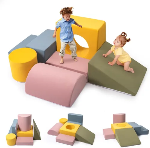 Miniatura 11 de Rinnebbit Bloques de escalada de espuma para niños pequeños, juego de 5 piezas para escalar túneles y gatear, juego de actividades en interiores