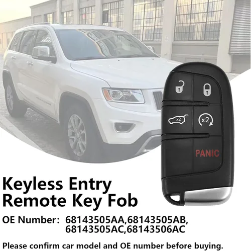 Miniatura 2 de M3N-40821302 433 Mhz 5 botones de entrada remota sin llave para Jeep Grand Cherokee 2014-2021 Reemplazo 68143505AA 68143505AB 68143505AB 68143505AC