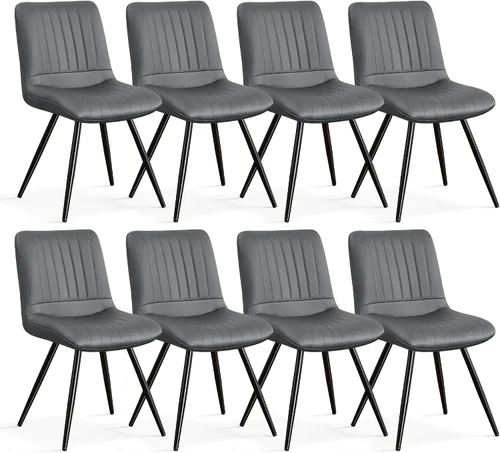 Miniatura 15 de Sillas de comedor, modernas sillas de comedor con cojines gruesos, sillas tapizadas de piel sintética para cocina, comedor con patas de metal