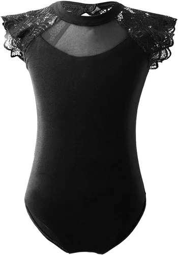 Miniatura 39 de JEATHA Leotardos de ballet para niñas, camisetas de baile, bailarina, encaje floral, con botones, entrepierna