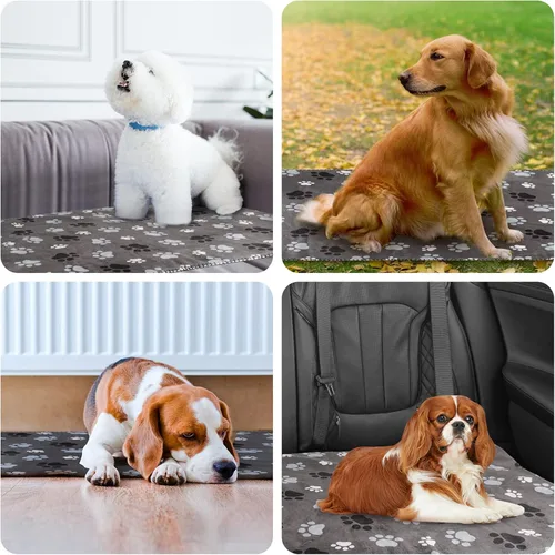 Miniatura 7 de Manta impermeable para mascotas, manta para perro, estampado de patrón súper suave, cálida y esponjosa, protector de cama para sofá, automóvil, a