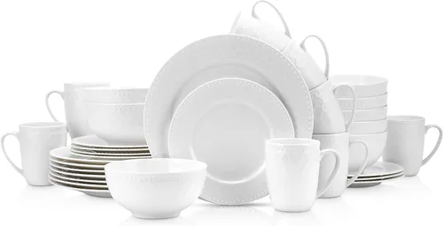 Miniatura 15 de Stone Lain Alexandria - Juego de vajilla de 16 piezas de porcelana china, blanco