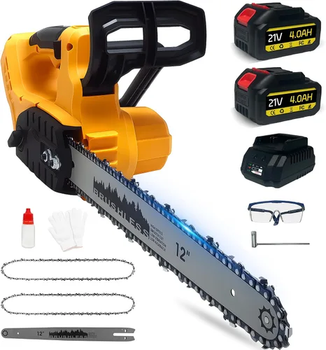 Motosierra eléctrica inalámbrica, motosierra de 12 pulgadas para batería Makita de 18 V, incluye 2 baterías de 4000 mAh y cargador, sierra de cadena