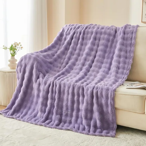 Miniatura 43 de NEWCOSPLAY Manta para Sofá Aqua Súper Suave de Franela Polar 3D Burbuja Ligera Manta de Cama para Uso en Todas las Estaciones (Aqua, Throw(50"x60"))