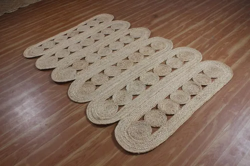 Miniatura 4 de Alfombra de área kilim de 2 x 3 pies, alfombra trenzada de yute beige, alfombra geométrica kilim de 0.27 pulgadas, alfombra de tejido plano