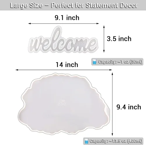 Miniatura 3 de Molde de resina de letrero de bienvenida, molde de bandeja de silicona grande para decoración de resina epoxi Create Custom Welcome Signs or