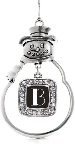 Miniatura 127 de Inspired Silver - Adorno de rodillo de reina - Adorno cuadrado de plata con muñeco de nieve con joyas de circonita cúbica