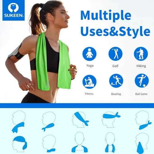 Miniatura 4 de Sukeen Paquete de 12 toallas refrescantes (40 x 12 pulgadas) para sudor, toallas de gimnasio transpirables y frías, toallas de microfibra Azul
