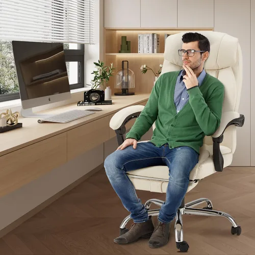 Miniatura 2 de HOMREST Silla de oficina climatizada con masaje vibratorio, silla de escritorio ejecutiva ergonómica con reposapiés retráctil y soporte lumbar